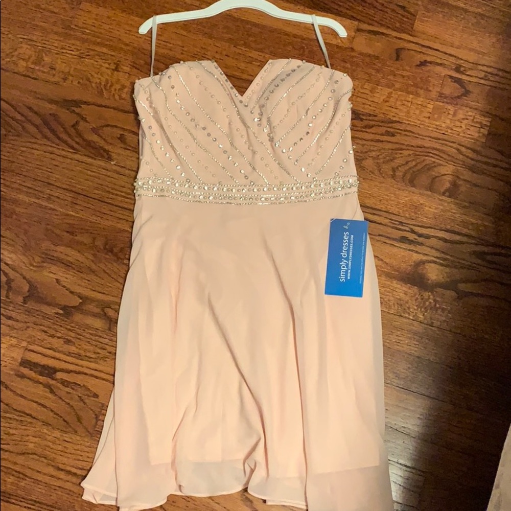 Strapless sweetheart baby pink dress